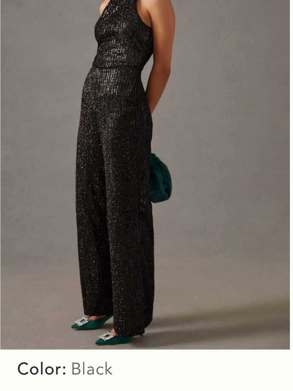 Sequin Black Wide-Leg Jumpsuit